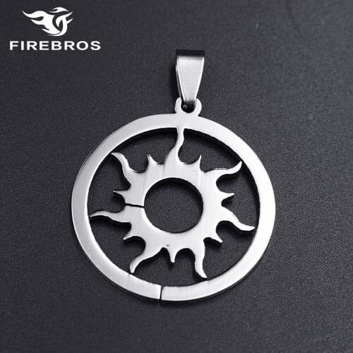 FIREBROS Silver Color Stainless Steel Egyptian Sun Spiritual Amulet Pendant Necklace Men Women Cheap Jewelry Gift Dropshipping