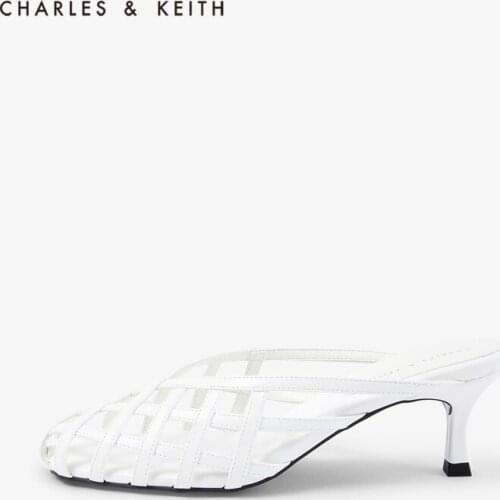 CHARLES＆KEITH New Arrival for Summer 2020 CK1-60480014Women Sandles mid heel Pointed Toe Hollowed-out Sandles "Mules"slippers