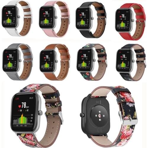 Amazfit bip GTS huami amazfit gts Midong Youth Edition Watch Genuine Leather Strap 20mm amafit gts watchband Round tail printing