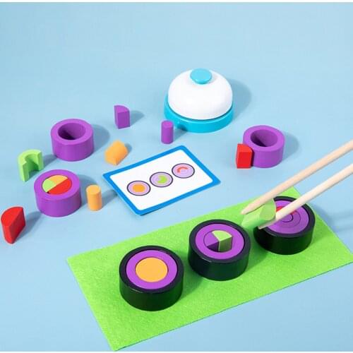 Children Wood Pretend Play Food Toy Color Shape Kitchen Toys Sushi Matching