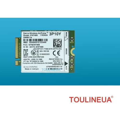 DW5811e Sierra EM7455 3P10Y Gobi6000 X7 FDD TDD LTE 4G WWAN Module network Card for Dell E7470 E7270 E5570 E5470 Antenna