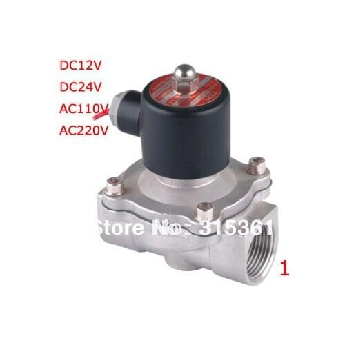 Free Shipping Solenoid Valve 1'' SS Valve Air Water Gas Diesel Stainless Steel & Viton 2S250-25 DC12V,DC24V,AC110V or AC220V