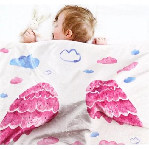 Monthly Baby Blanket Newborn Baby Milestone Blanket Soft Baby Photography Props Angel Wing Pink Black Background Blanket Photo