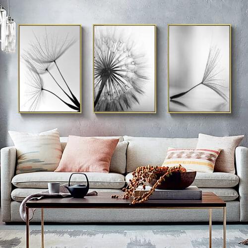 Dandelion Flower Canvas Painting Modern Black White Art Pictures for Home Decoration Living Room Abstract Wall Poster No Frame