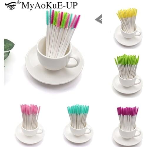 50pcs Eyelashes Brushes For Eyelash Extension Mascara brush Applicator Wands Silicone Disposable Mascara Brush Make Up brushes