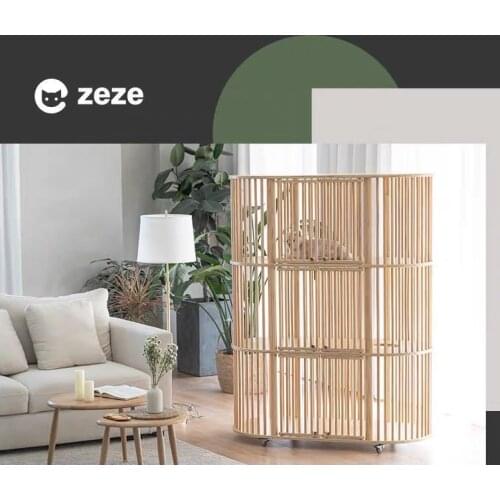 Pet cat cage cat house cat house indoor home three-layer wooden frame cat fence cat villa