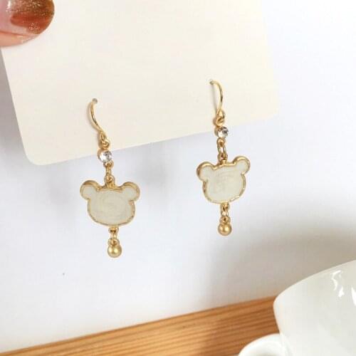 Rhinestone Beads Beautiful Temperament Clip Earrings Girls Cute Cartoon Korean Earrings