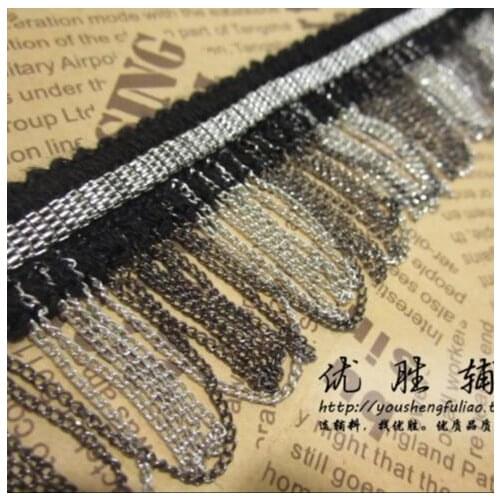 2Yards Chain Fringe Trimming Beaded Tassel Lace Ribbon Applique For Belt Shoulder Sewing Renda For Wedding Dress Metal Jewelry