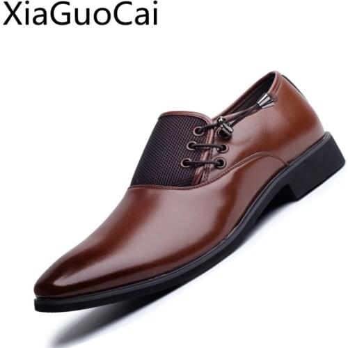 Hot Sale Fashion Brand Casual Shoes Low Top Vintage Pointed Toe Office Male Flats for Boys Dress Shoes