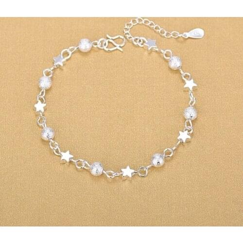 925 Sterling Silver Chain Hollow Ball Star Charm Bracelets Fashion Fine Jewelry For Women Party Elegant A177