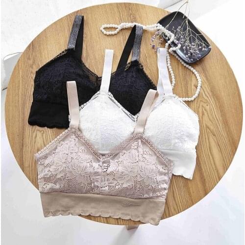 2020 One-piece Bra Fashion Daily Solid Color Wire Free Underwear Sexy Backless Lace Hollow Out Flower Sports Bralette