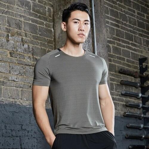 Mens T-shirt Running Sports Short Sleeves Quick Dry Summer Fitness Training Tees Crew Neck