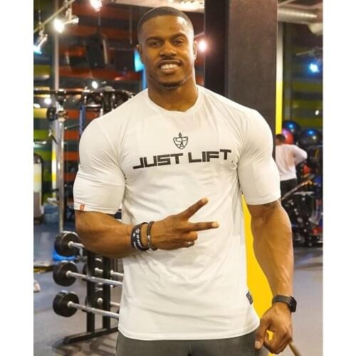 European And American Muscle Brothers Summer Leisure Sports Short-Sleeved Mens Sweat-Absorbent Breathable Running Sports T-Shir