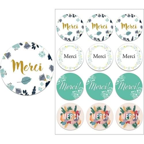 Merci Stickers for Parties Wedding Small Business Stickers Packaging Seal Labels Thank You Stickers Baking Gift Bag Decorative