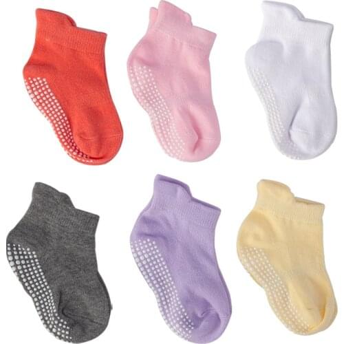 6 Pairs/lot 0 to 6 Yrs Baby Floor Socks Boys Girls Cotton Childrens Anti-slip Boat Low Cut Sock For Kid With Four Season