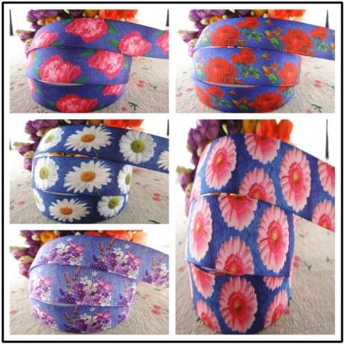 17071104,New arrival 7/8" (22mm) 5 yards/lot flowers printed grosgrain ribbons colorfuls ribbon DIY handmade materials