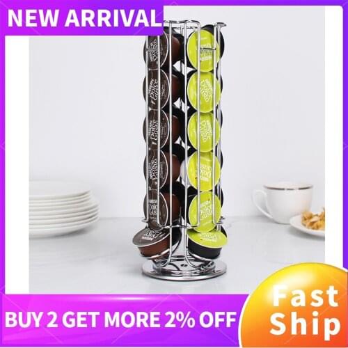 New Metal Coffee Pods Holder Iron Chrome Plating Stand Coffee Capsule Storage Rack Dolce Gusto Capsule Capsule Storage Shelf