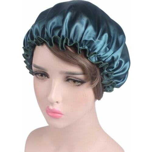 Polyester Adults Solid Color Sleeping Hat Hair Care Nightcap One Size Breathable Sleeping Cap For Women Home Sleeping Supplies