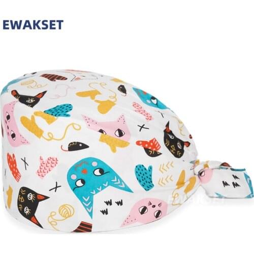 Wholesale Unisex surgical caps Adjustable Beauty Salon Care Cap Laboratory Pet Shop Nurse Doctor nursing Working hats for women