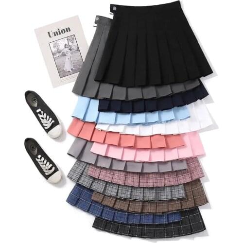 JK Pleated Skirt Women 2021 Summer Student Korean Version Fashion High Waist A-line Culottes Cute Sweet Mini Plaid Skirt Women