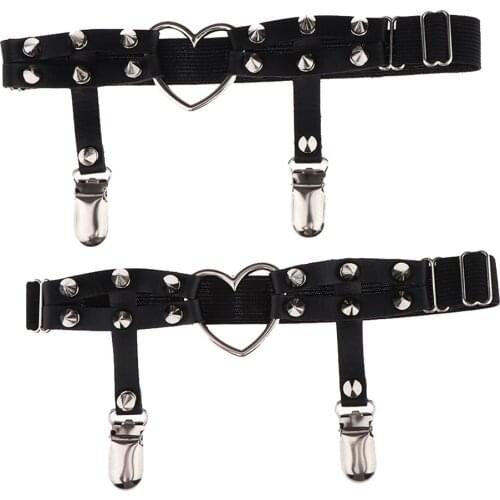 Adjustable Sexy PU Leather Leg Harness Garter Belt Leg Garter Heart