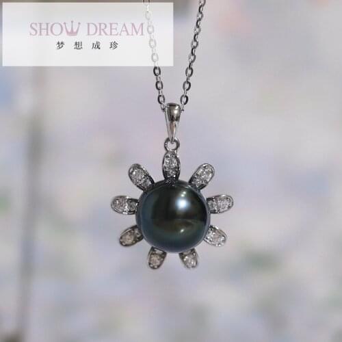 SHOWDREAM S925 Silver Zircon Natural Seawater Pearl Necklace Elegant Women Fashion Vintage Pearl Necklace Wedding Jewelry