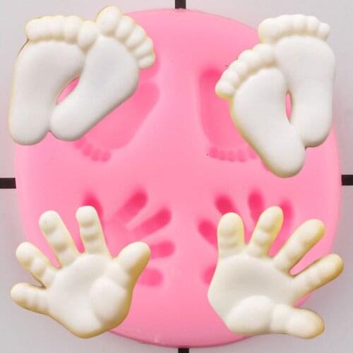 Feet And Palms Cake Border Silicone Mould Baby Birthday Cupcake Topper Fondant Cake Decorating Tools Candy Clay Chocolate Molds