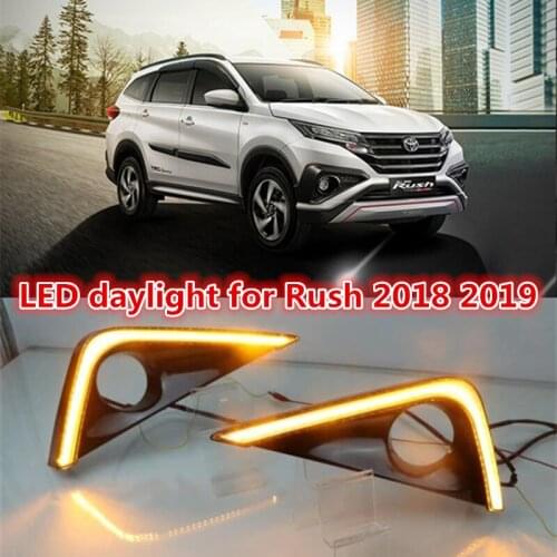 2PCS LED Daytime Running Light For Toyota Rush 2018 2019 Car Accessories Waterproof ABS 12V DRL Fog Lamp Decoration