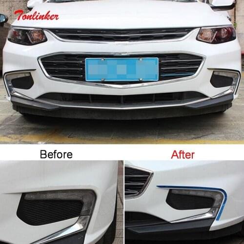 Tonlinker Exterior Front Foglight Cover Stickers for Chevrolet Malibu 2017-19 Car Styling 2 PCS Stainless steel Cover Sticker