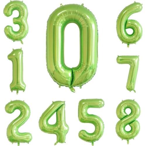40 inch Fruit Green Number Foil Balloons 0 1 2 3 4 5 6 7 8 9 Helium Green Balloon Happy Birthday Party Wedding Decor Supplies