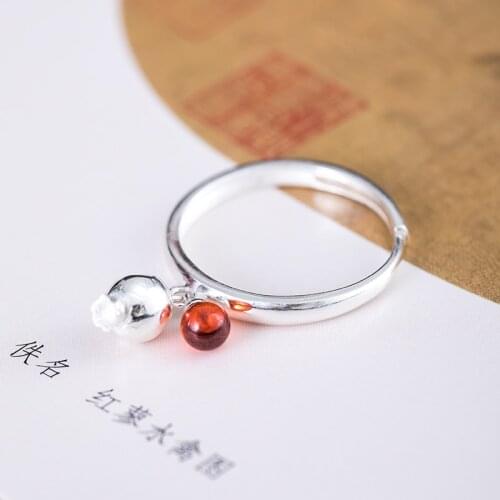 VLA Fashion Ring 2021 Trend 925 Sterling Silver Simple Design Pomegranate Ring Womens Adjustable Jewelry