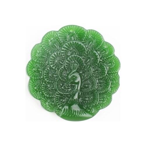 Zheru jewelry natural Hetian jade green peacock pendant necklace exquisite jewelry best gift