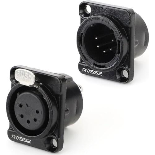1Pcs AVSSZ Five-core balanced XLR female and male socket 3-core D-type socket light DMX512 AC5FD-B