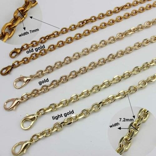 10pcs High Grade 125cm 3colors 8mm Width bag strap chain purse handle purse metal strap replaced handbag strap bag parts