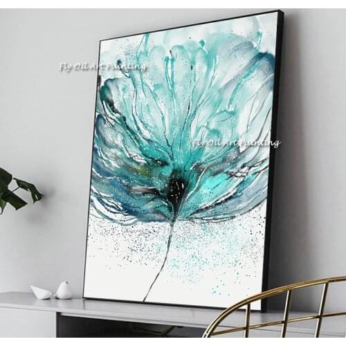 100% Handmade European simple green flowe hand-painted oil painting background Decorate the office or living room