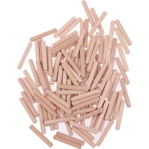 100Pcs Woodworking Doweling Jig Kit Round Grooved Fluted Wooden Plug Wood Dowel Pins Rod Drilling Guide Locator Tool