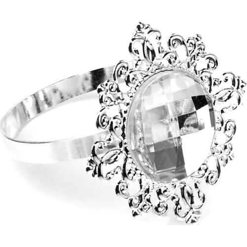 12pcs Acrylic Napkin Rings Napkin Holders Wedding Banquet Dinner Decoration (Rosy)