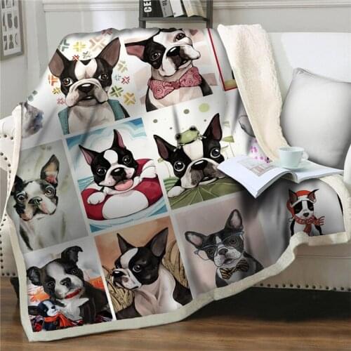 3D Cartoon pet dog Sherpa Blanket Thick Warm Soft Flannel Blankets on Bed Home Textiles Sofa Bedding Bedspread Sleep quilt Cover