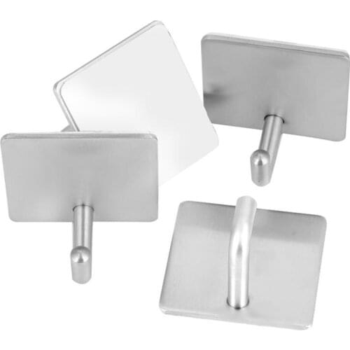 4 pcs /set Stainless Steel Self Adhesive Towel Wall Hanger Clothes Rack for Bathroom Door