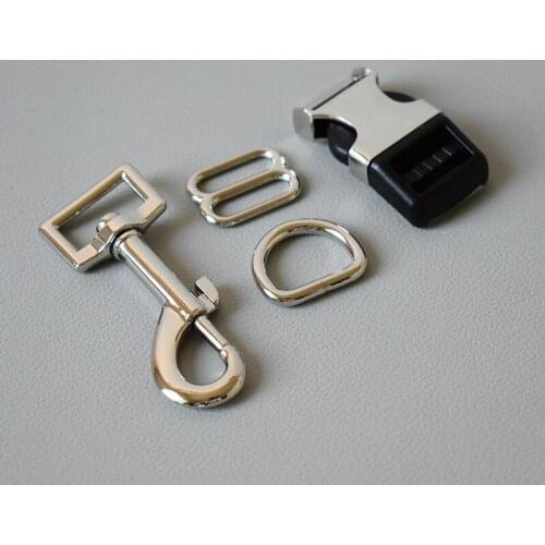 50 set 8 button 20mm 4 times Metal release buckles D rings sliders for dog collar adjustable buckles DIY sewing accessories