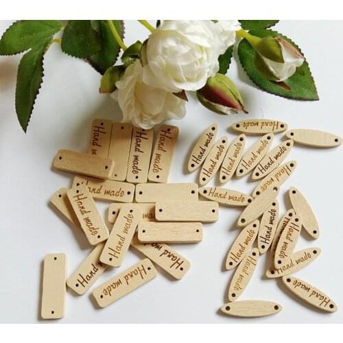 50pcs Handmade wood signs laser letter sign button for Craft scrapbook diy materials Scrapbooking for Crafts DIY