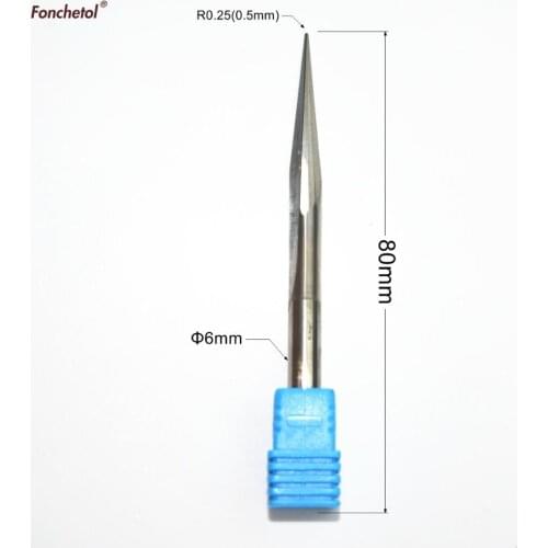 6mm*10degree*R0.25*80-1pcs,CNC solid carbide End Mill,woodworking router bit,taper ball nose milling cutter,relief tool