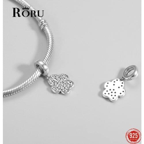 925 Sterling Silver Zircon Pet Footprint Shape Beads Charm Bracelet for Women Necklace Design Beads for Jewelry Making