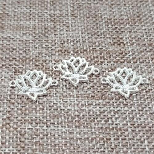 925 Sterling Silver Shiny Lotus Connector Clasp for Yoga Meditation Bracelet Necklace