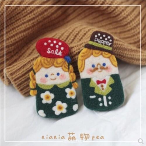 Couple Brooch material bags for men and women wool needlepoint kit wool felt needle felting decoration craft needlecraft DIY ha
