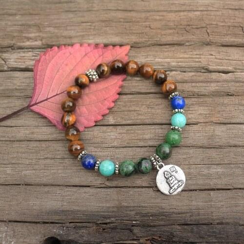 8mm Natural Stone Beads Prayer Bracelet,Ruby Zoisite,Tigers Eye,Healing,JapaMala Bracelet,Spiritual Jewelry,Meditation Stone