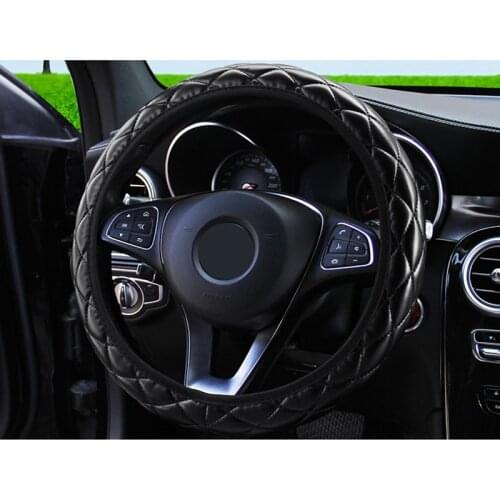 Crystal Crown Auto Steering- Wheel Cover PU Leather Car Steering Wheel Cover
