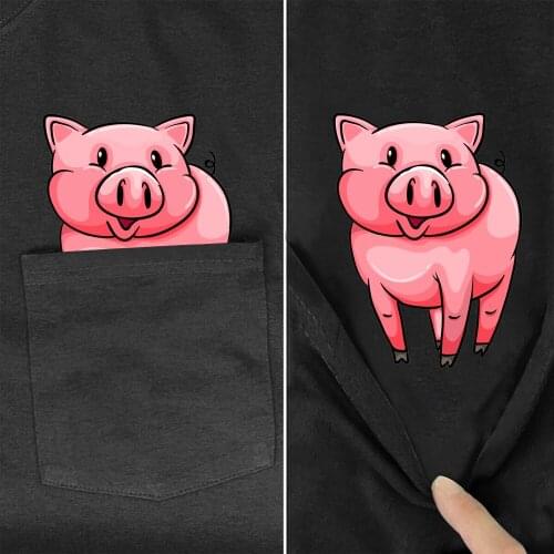CLOOCL Black Cotton T-Shirts Fashion Brand Pocket Cartoon Pig 3D Printed Casual T-Shirts Hip Hop Tops Funny Cotton Tees
