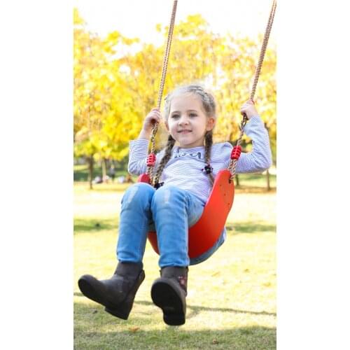 Kids Garden Swing Soft Hanging Seat with Height Adjustable Ropes Indoor Outdoor Curved Board Swing Chair Fitness Toy Room Decor