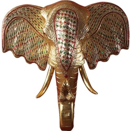 Southeast Asian Style Elephant Head Wood Carving Wall Decoration Thailand Thai Club Wall Soft Decoration Pendant